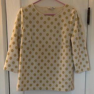 Boden white gold polka dot structured top